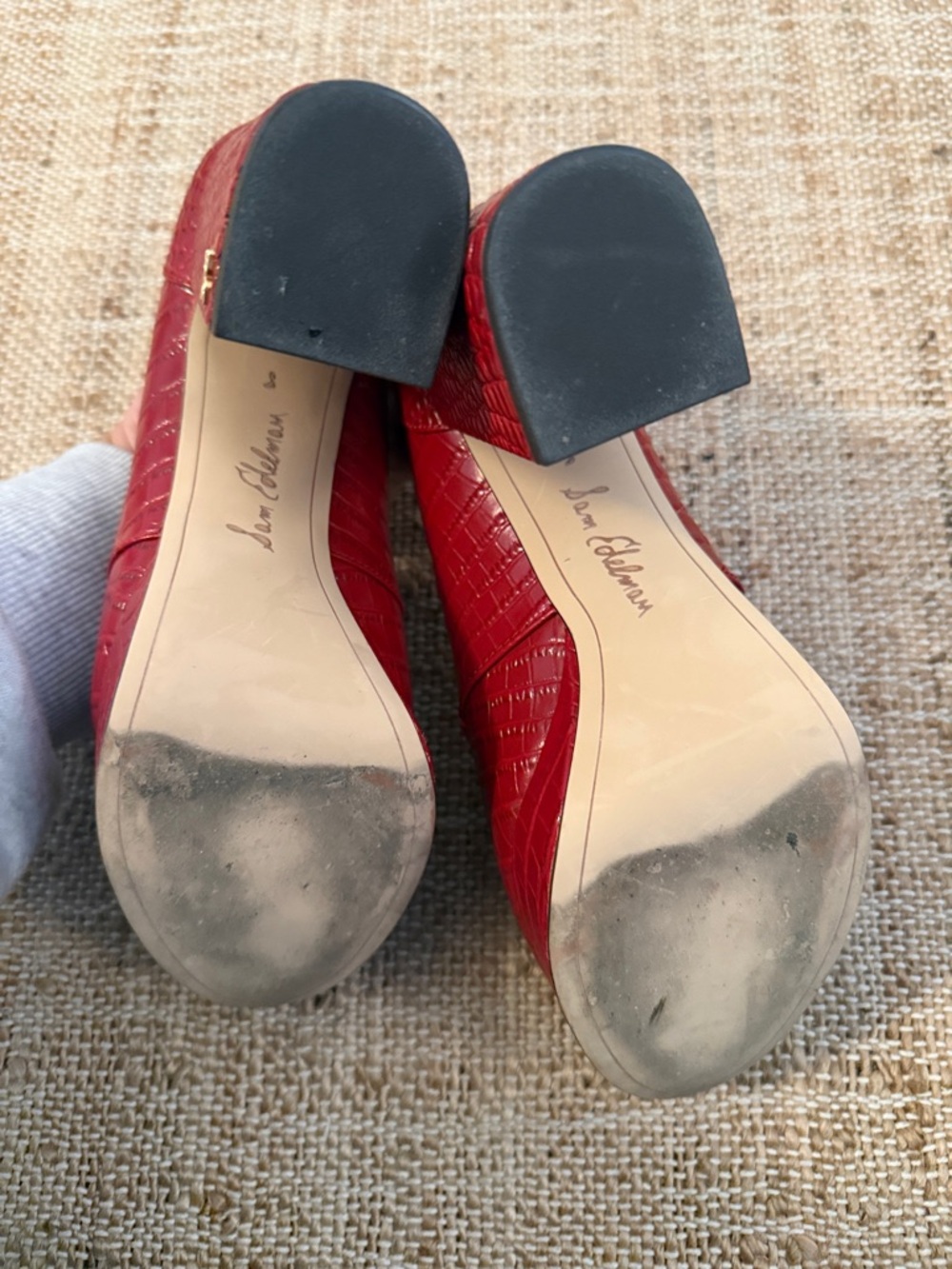 Sam Edelman Aretha horse bit Red croc patent leather Loafer platform pumps 8 - Picture 8 of 8
